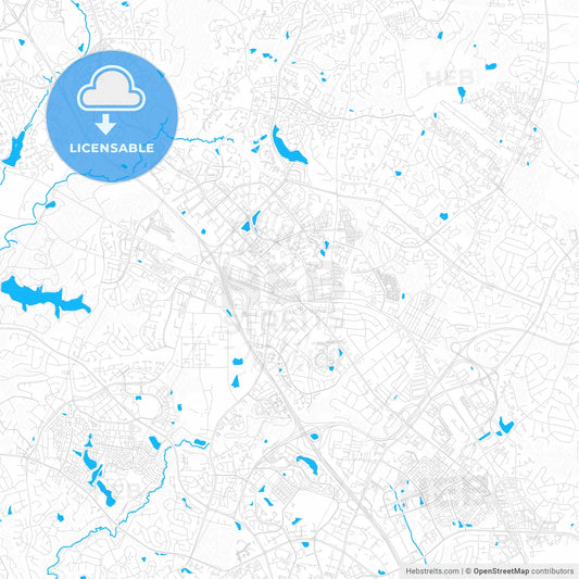 Gaithersburg, Maryland, United States, PDF vector map with water in focus