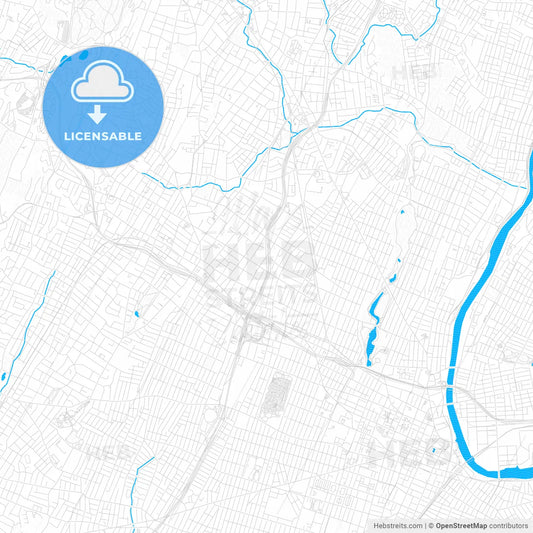 East Orange, New Jersey, United States, PDF vector map with water in focus