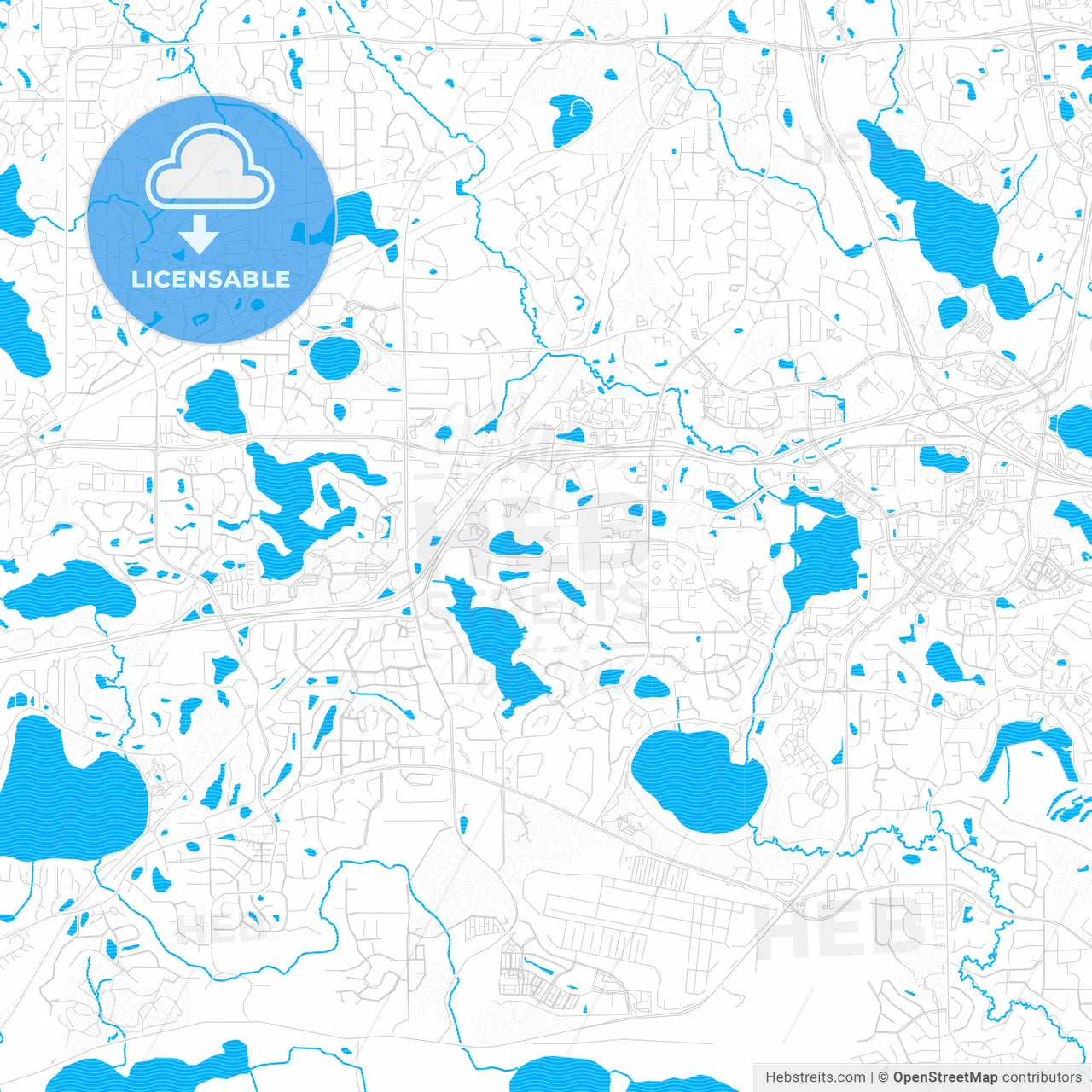 Eden Prairie, Minnesota, United States, PDF vector map with water in focus