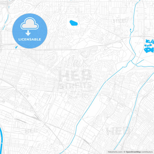 Montebello, California, United States, PDF vector map with water in focus