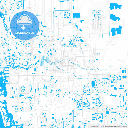 Bonita Springs, Florida, United States, PDF vector map with water in focus