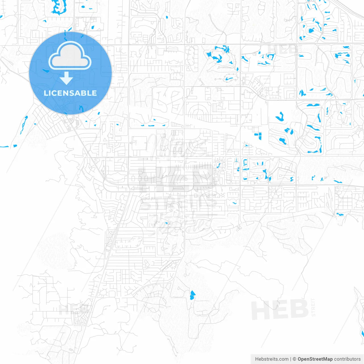 Palm Desert, California, United States, PDF vector map with water in focus