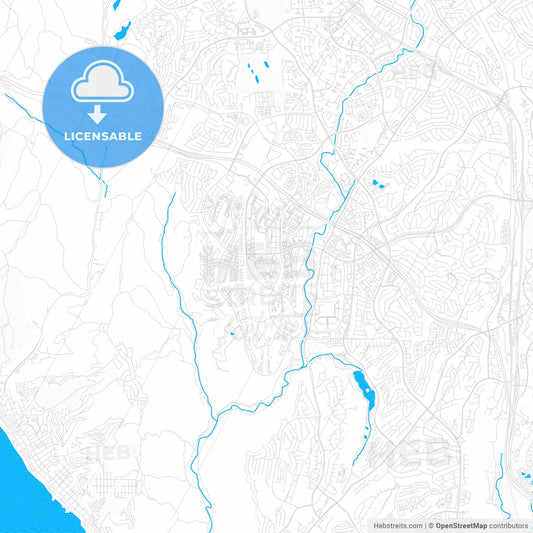 Aliso Viejo, California, United States, PDF vector map with water in focus