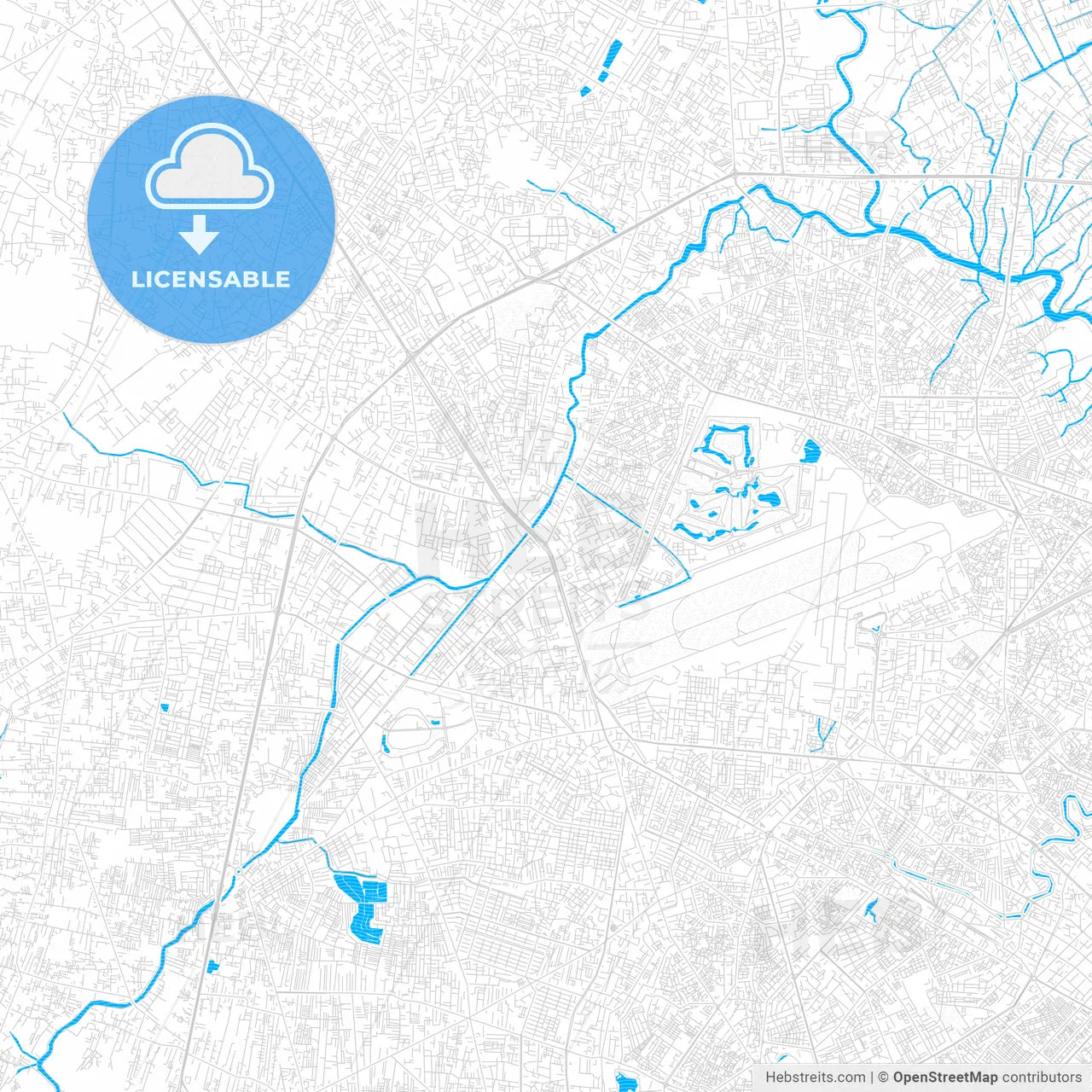Ho Chi Minh City, Vietnam PDF vector map with water in focus
