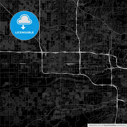 Black downtown map of Phoenix, Arizona