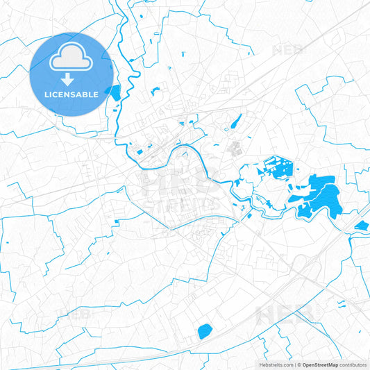 Lokeren, Belgium PDF vector map with water in focus