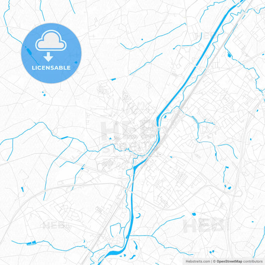 Halle, Belgium PDF vector map with water in focus