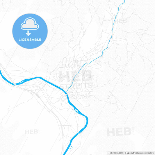 Kakanj, Bosnia and Herzegovina PDF vector map with water in focus