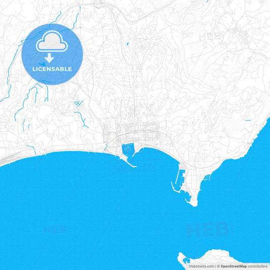 Cannes, France PDF vector map with water in focus