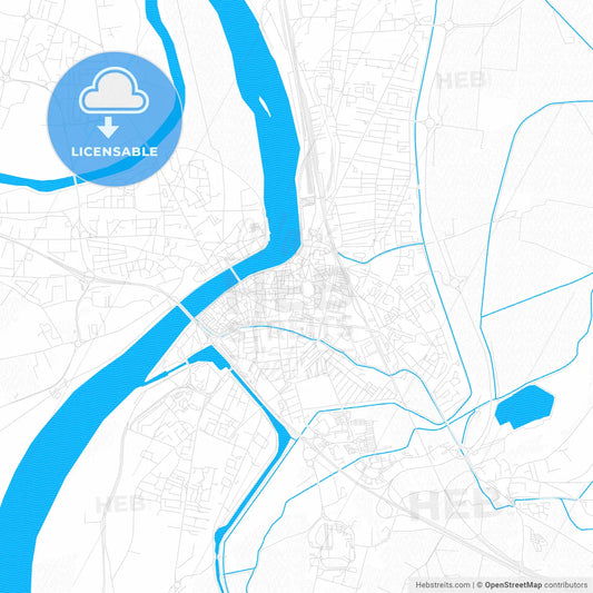 Arles, France PDF vector map with water in focus