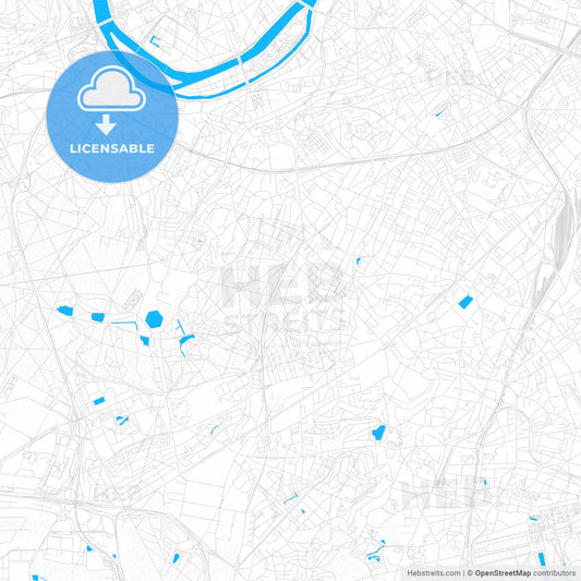 Clamart, France PDF vector map with water in focus