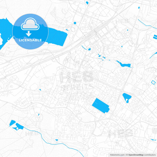 Montigny-le-Bretonneux, France PDF vector map with water in focus
