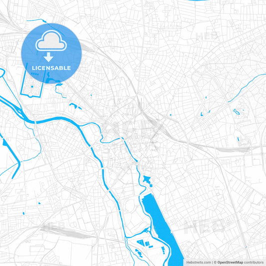 Hannover, Germany PDF vector map with water in focus
