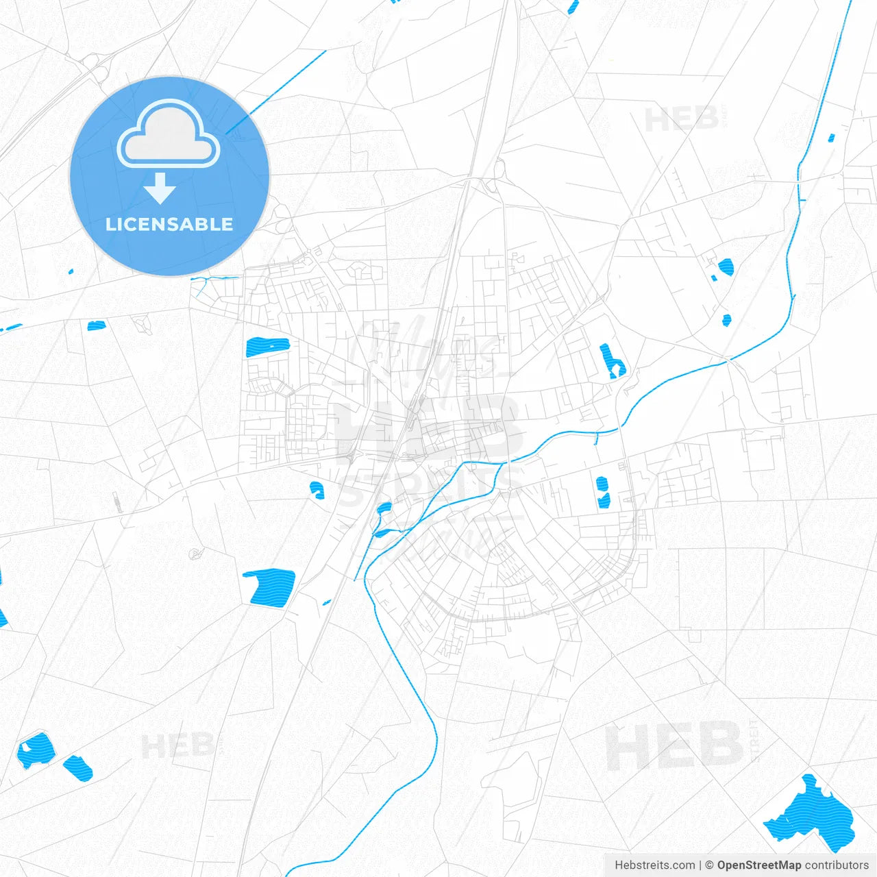 Burgdorf, Germany PDF vector map with water in focus