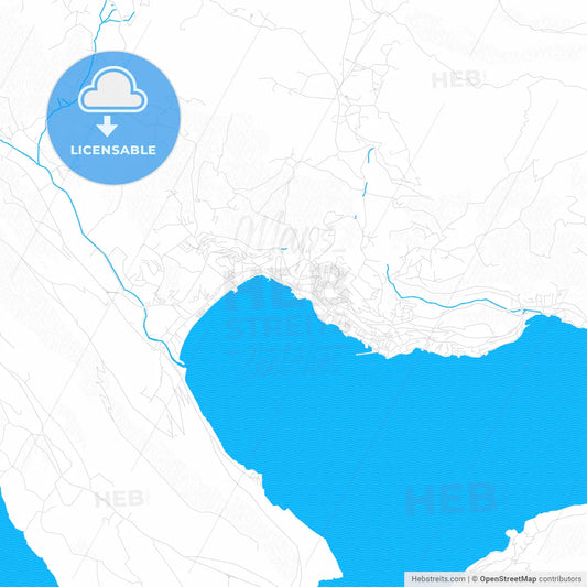 Herceg Novi, Montenegro PDF vector map with water in focus