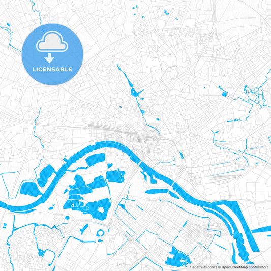 Arnhem, Netherlands PDF vector map with water in focus