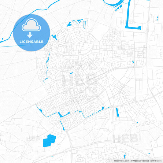 Oss, Netherlands PDF vector map with water in focus