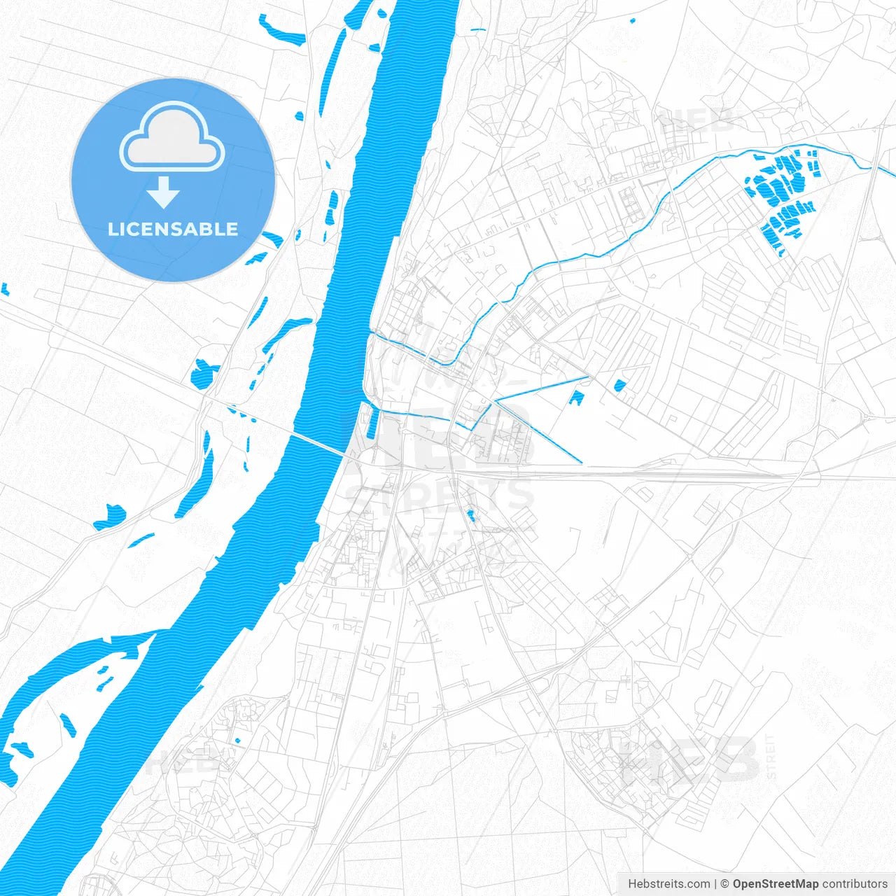 Grudziądz, Poland PDF vector map with water in focus