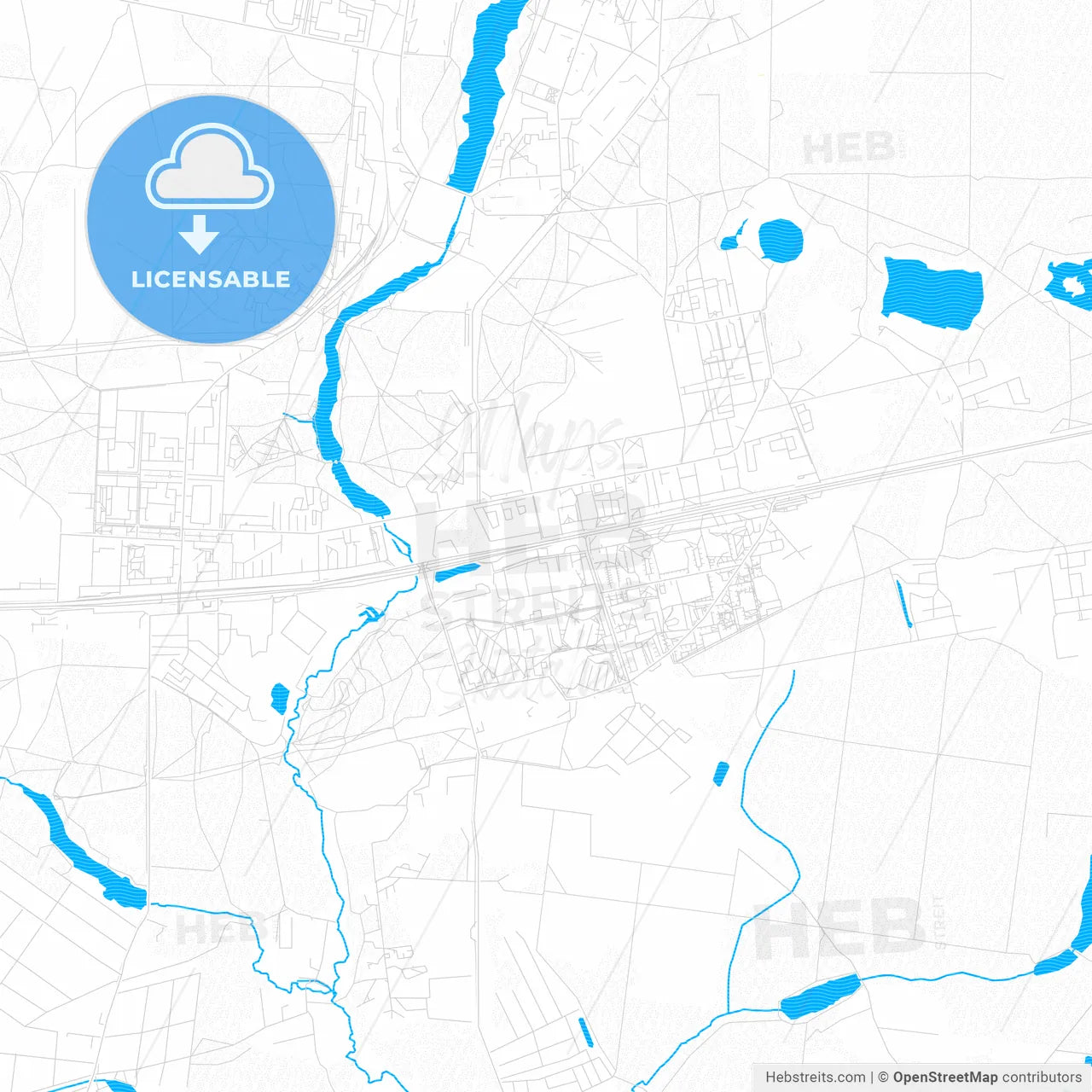 Balashikha, Russia PDF vector map with water in focus