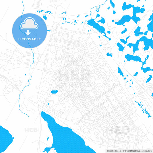 Norilsk, Russia PDF vector map with water in focus