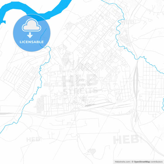 Achinsk, Russia PDF vector map with water in focus