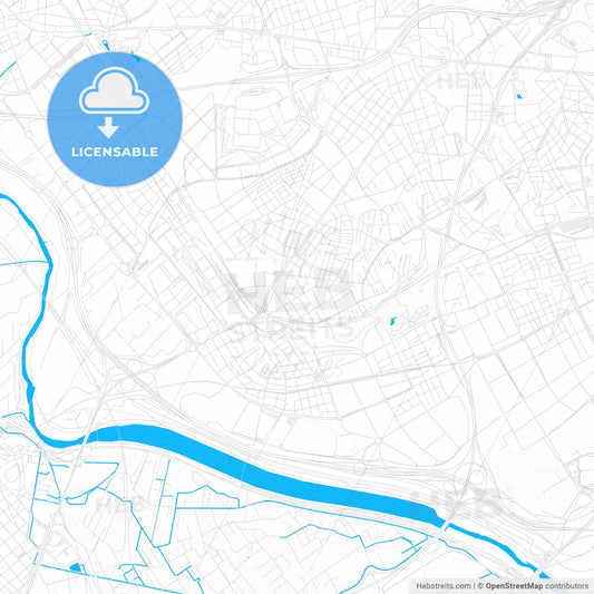 Cornellà de Llobregat, Spain PDF vector map with water in focus