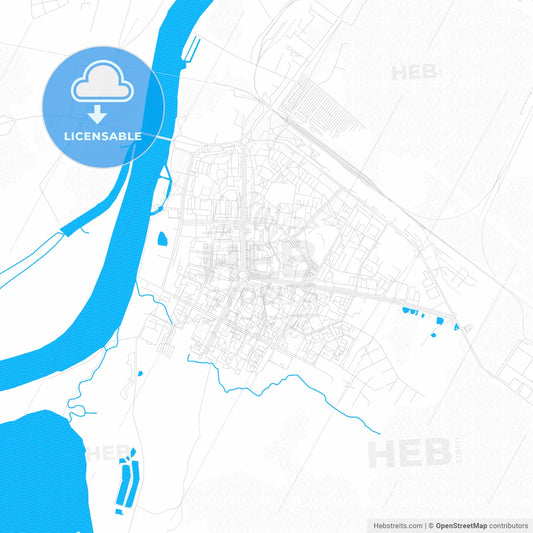 Kirishi, Russia PDF vector map with water in focus