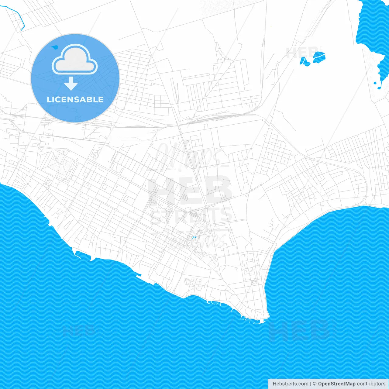 Nikopol, Ukraine PDF vector map with water in focus