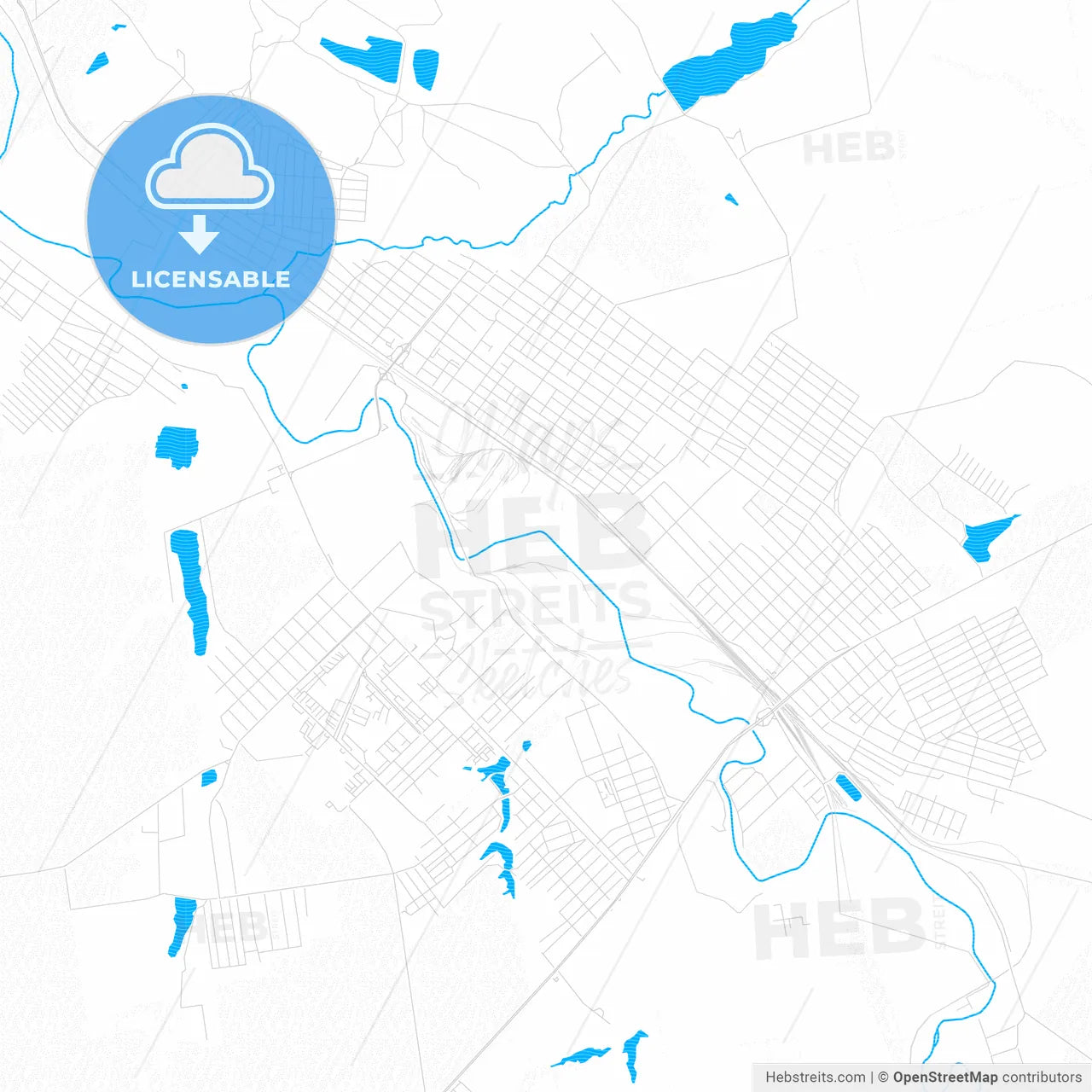 Kostiantynivka, Ukraine PDF vector map with water in focus