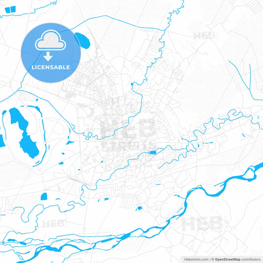 Kalush, Ukraine PDF vector map with water in focus