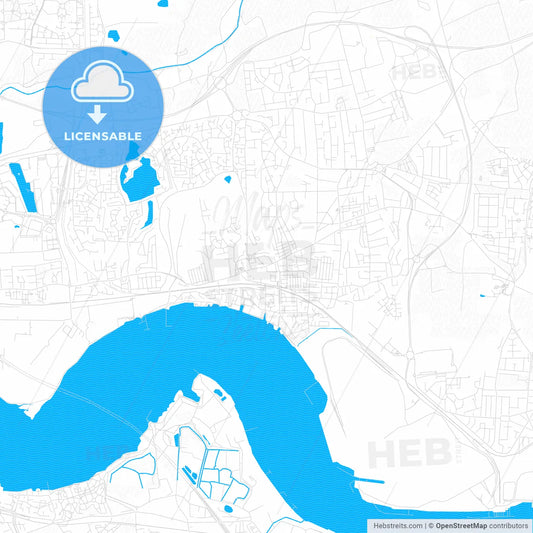 Grays, England PDF vector map with water in focus