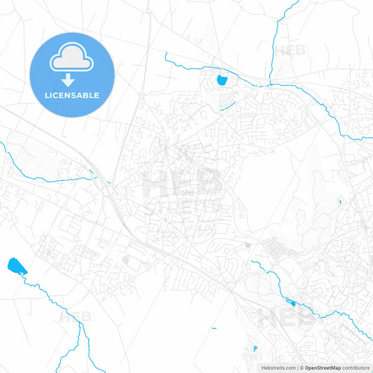 Newtownabbey, Northern Ireland PDF vector map with water in focus