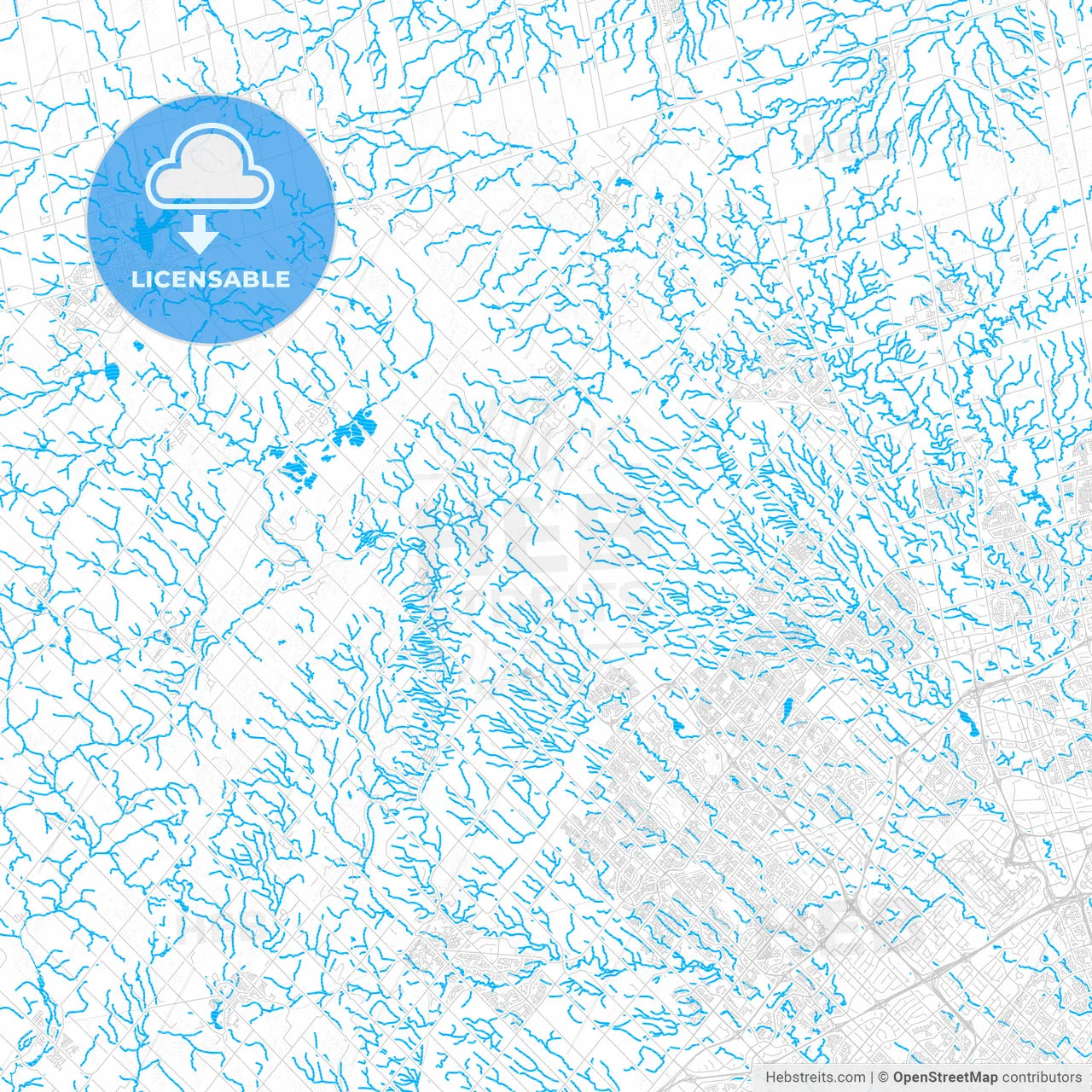 Caledon, Canada PDF vector map with water in focus