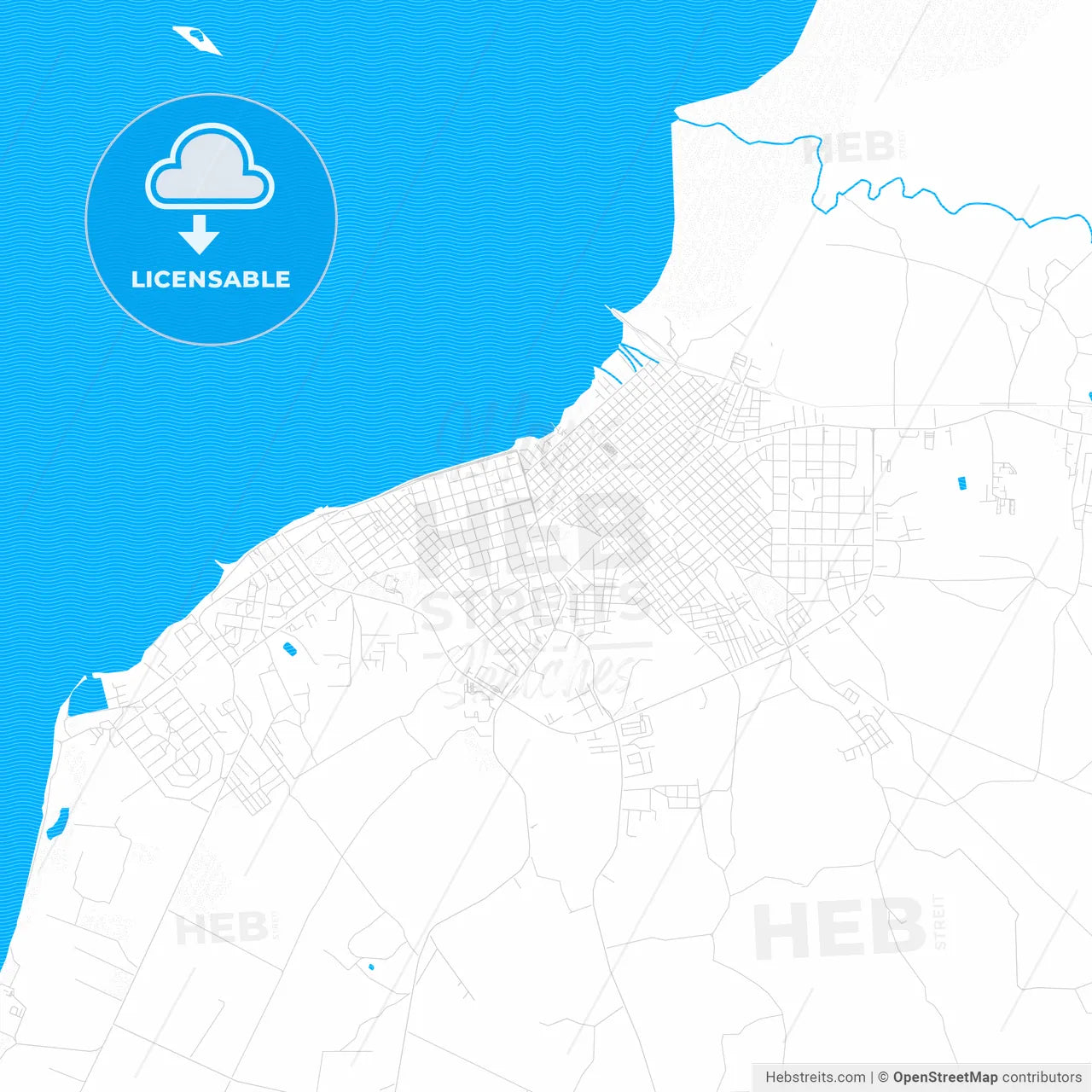 Manzanillo, Cuba PDF vector map with water in focus