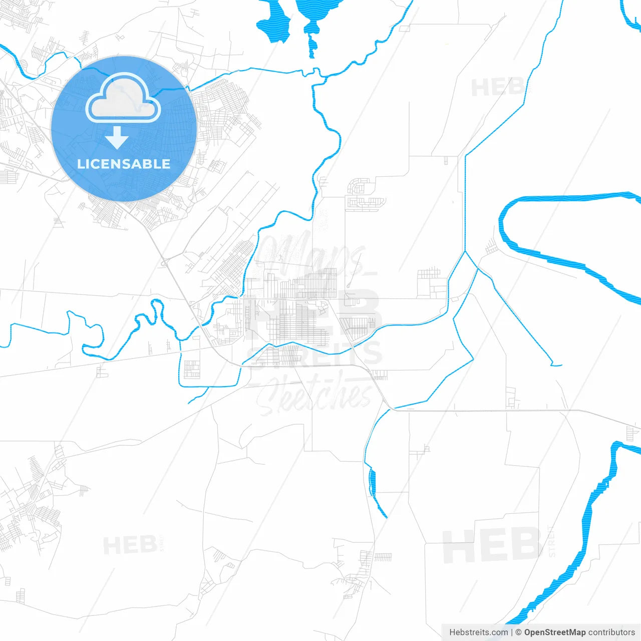 La Lima, Honduras PDF vector map with water in focus