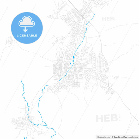 Cuautla, Mexico PDF vector map with water in focus