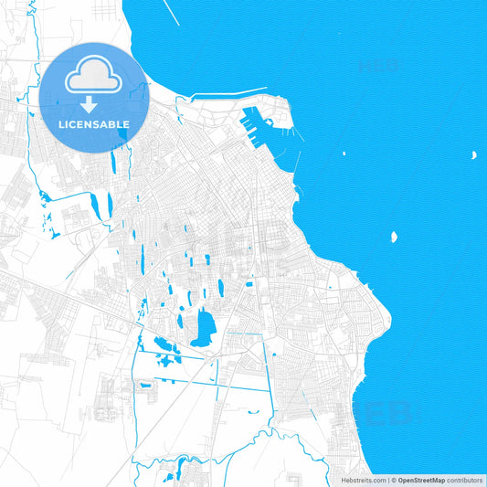 Heroica Veracruz, Mexico PDF vector map with water in focus