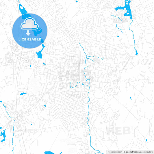 Brockton, Massachusetts, United States, PDF vector map with water in focus