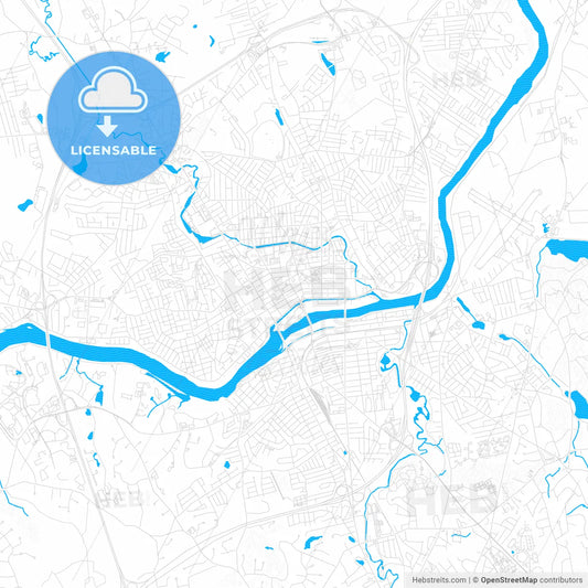 Lawrence, Massachusetts, United States, PDF vector map with water in focus