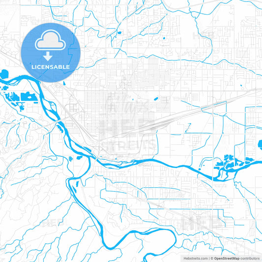 Grand Junction, Colorado, United States, PDF vector map with water in focus