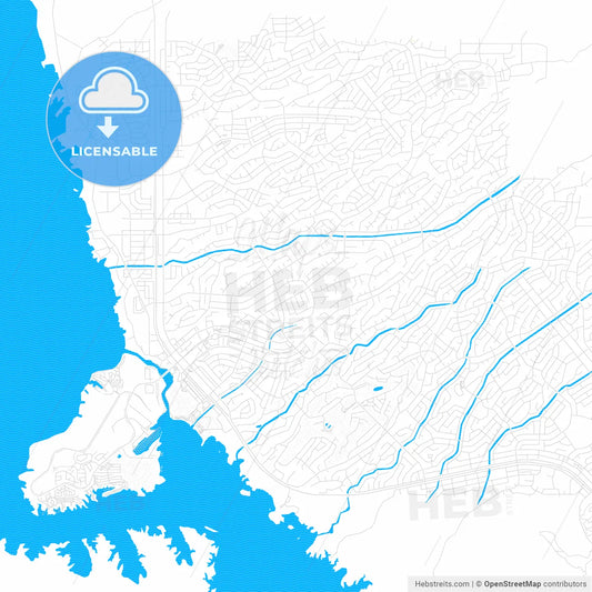 Lake Havasu City, Arizona, United States, PDF vector map with water in focus