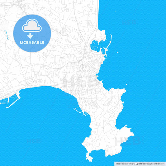 Antibes, France PDF vector map with water in focus