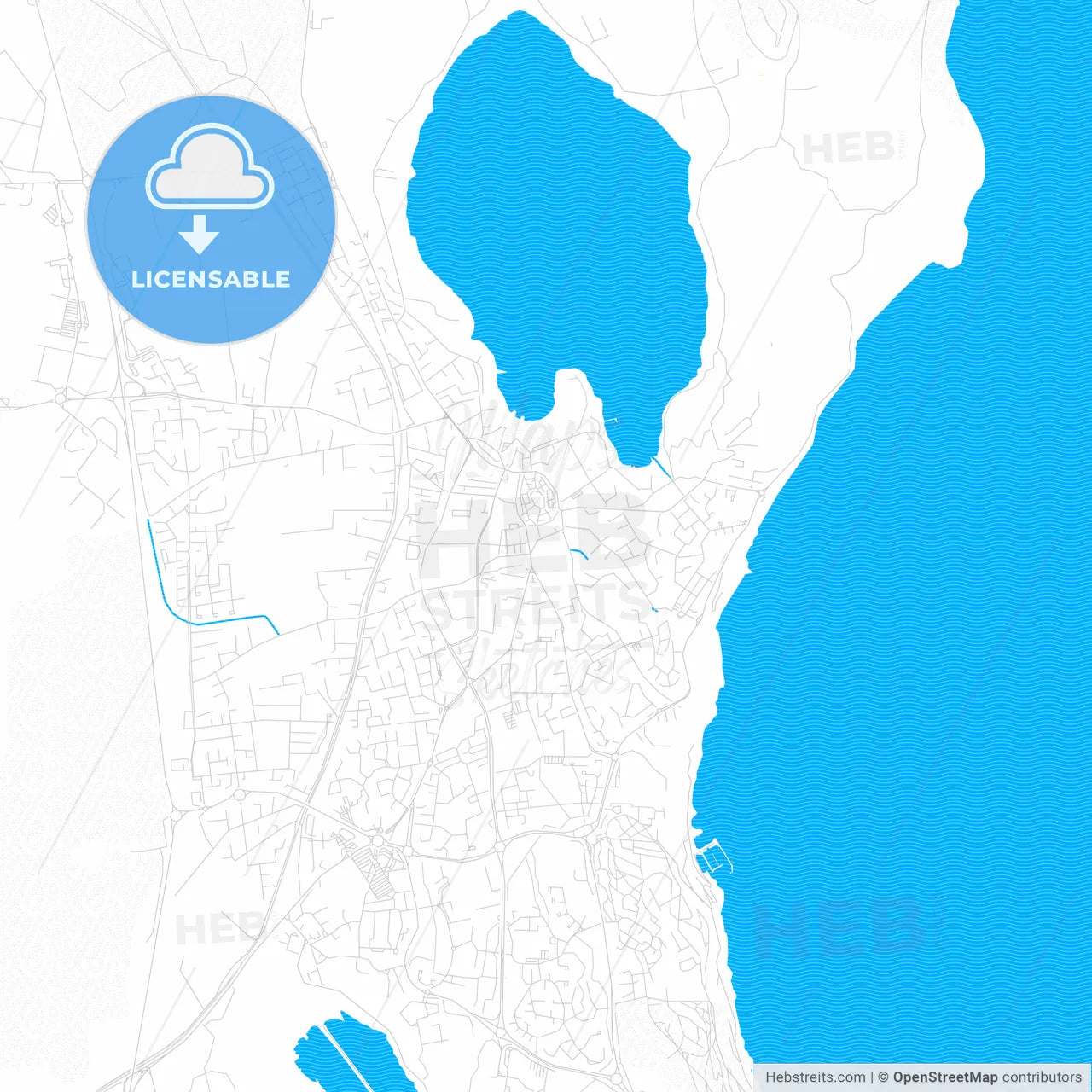 Istres, France PDF vector map with water in focus