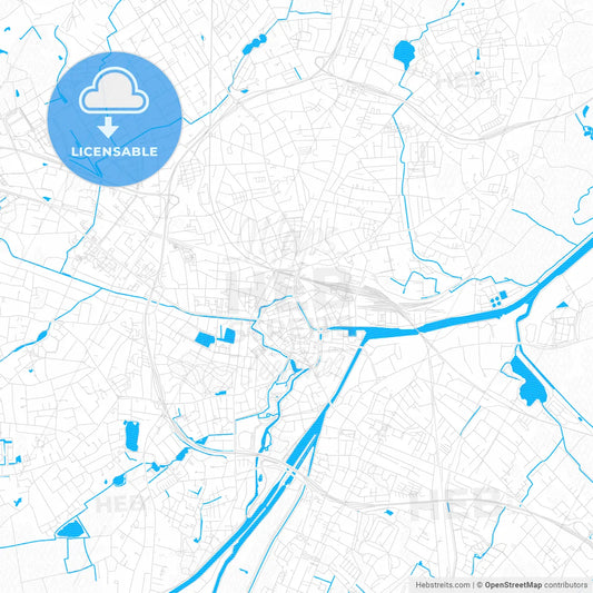 Oldenburg, Germany PDF vector map with water in focus