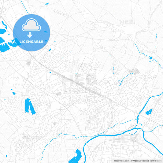 Troisdorf, Germany PDF vector map with water in focus