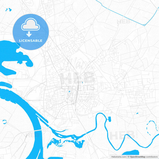 Wesel, Germany PDF vector map with water in focus