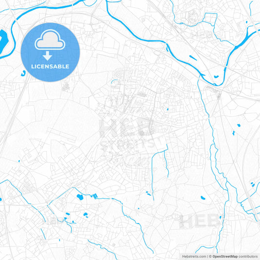 Sankt Augustin, Germany PDF vector map with water in focus