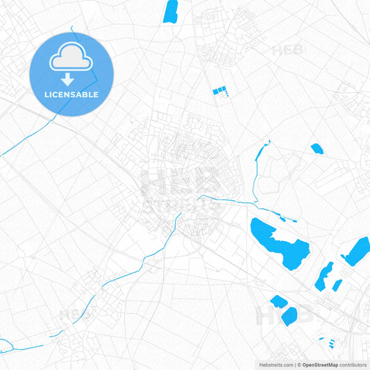 Pulheim, Germany PDF vector map with water in focus