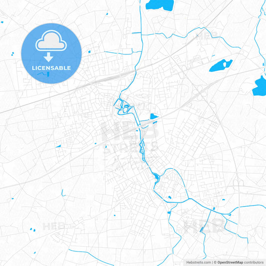 Rheda-Wiedenbruck, Germany PDF vector map with water in focus