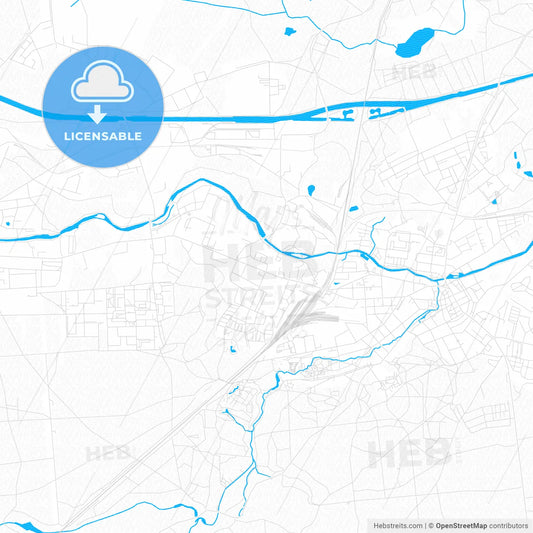 Eberswalde, Germany PDF vector map with water in focus